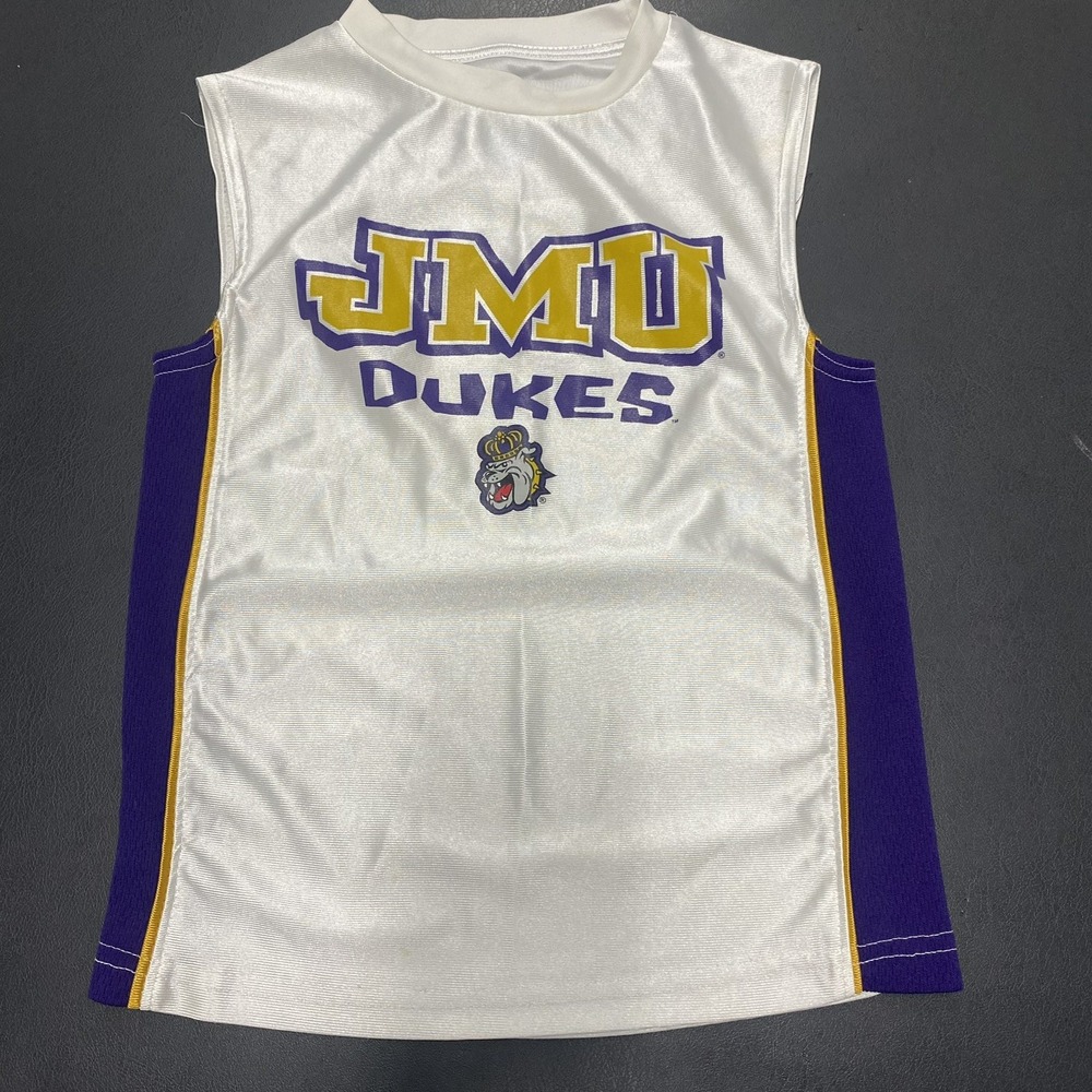 JMU Dukes Girls Jersey Top Cheerleading‎ White Purple Size 5-6